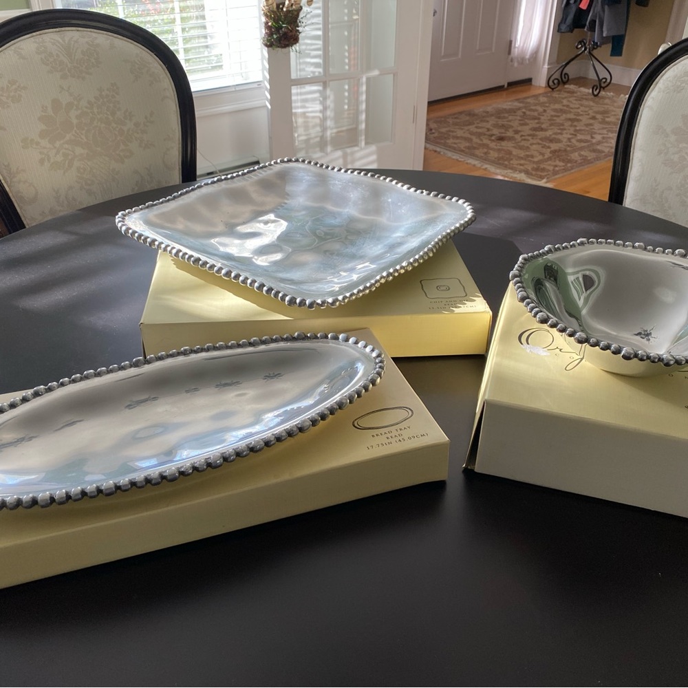 LENOX Organics Bead Collection - Chip & Dip, Bread & Serving Bowl 🎄🎄🎄